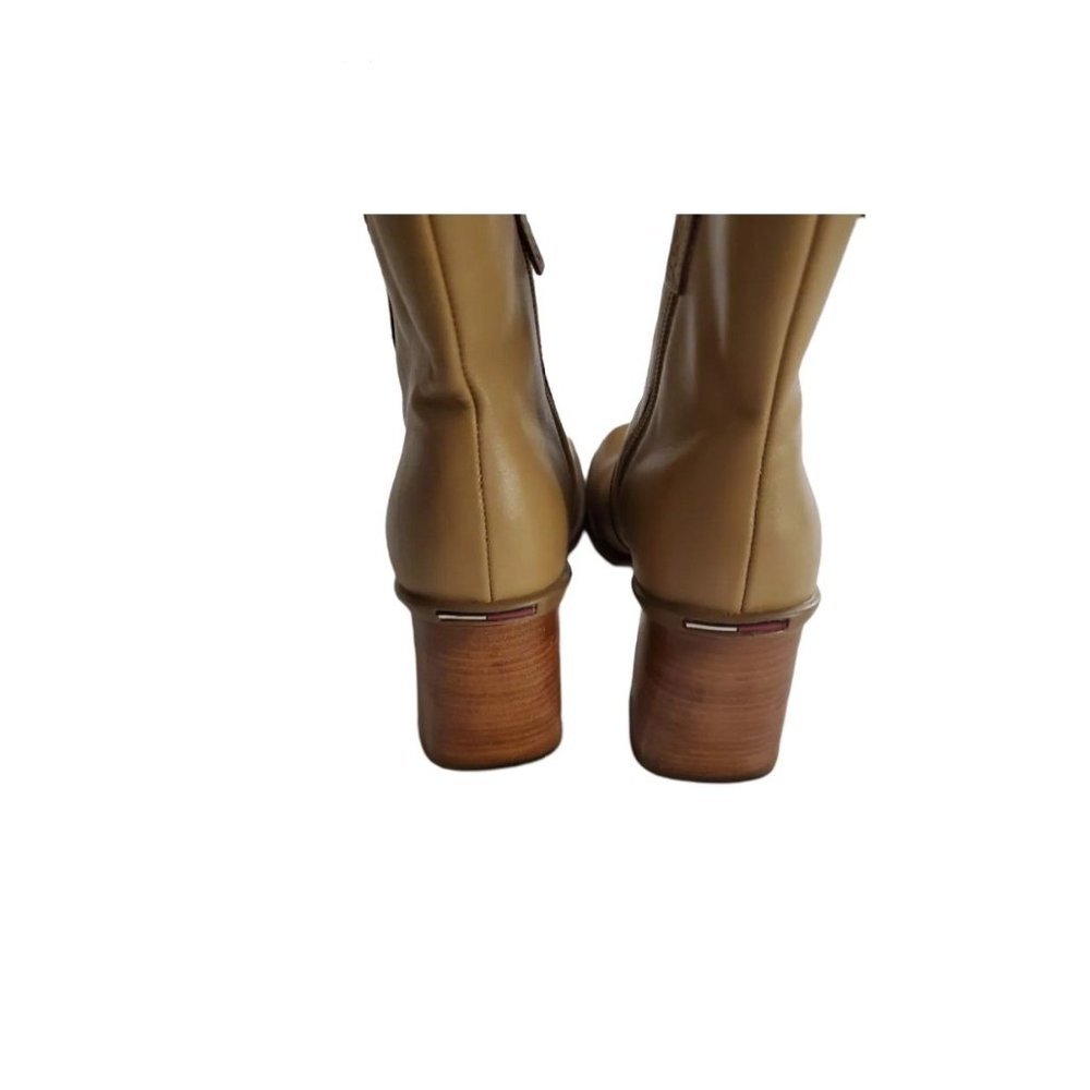 Vintage | Y2K | 90s | Tommy Hilfiger Chunky Heel Leather Tan Boots | Size 10M - Picture 5 of 9